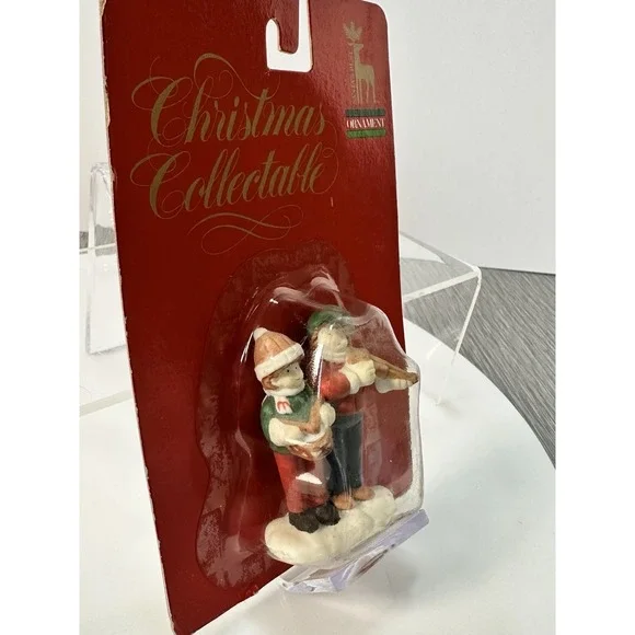 Christmas Village Piece Vintage Street Musicians Violin And Drummer Boys NOS - Picture 4 of 8